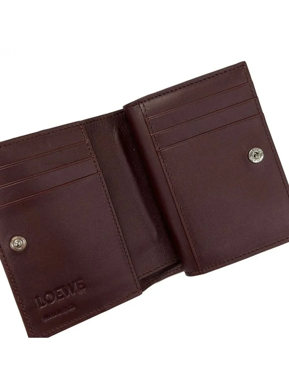Loewe Bifold Wallet Puzzle Compact Light Brown Light Blue Da Leather